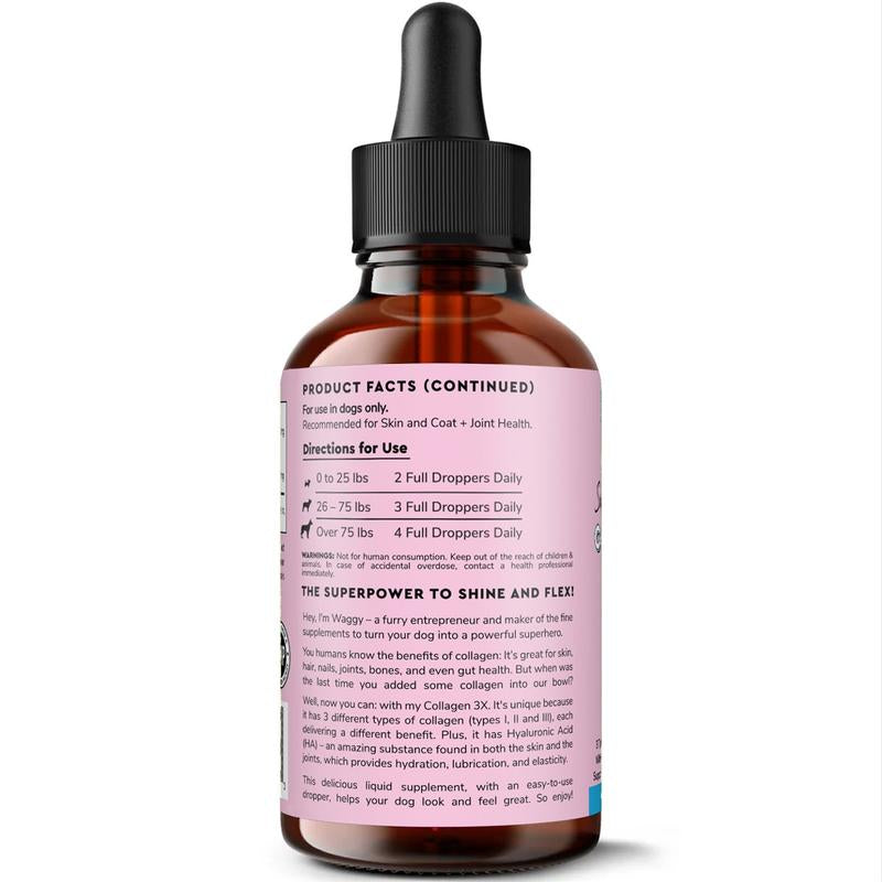 Wonder Paws Collagen 3X for Dogs - Skin & Coat Support with Hyaluronic Acid for Hip & Joint Mobility - Liquid Supplement for Dogs