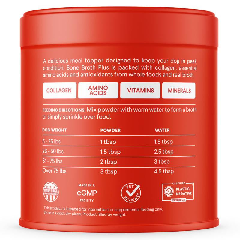 FINN Bone Broth plus for Dogs | Joint & Mobility Topper Packed with Collagen & Amino Acids | Only 6 Ingredients | Powdered Meal Topper for Dogs