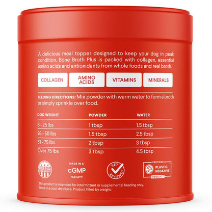 FINN Bone Broth plus for Dogs | Joint & Mobility Topper Packed with Collagen & Amino Acids | Only 6 Ingredients | Powdered Meal Topper for Dogs