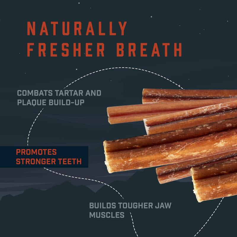 Wild Wolf 6-Inch Angus Bully Sticks (8 Ounces) Healthy, All-Natural, Long-Lasting Dog Chew Bones - Odor-Free - Mixed Thickness