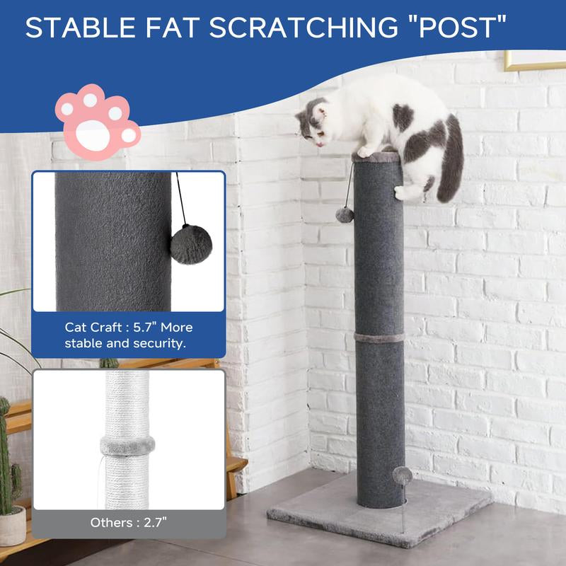 #Cozyvibes#Petlife Made4Pets Bobcat Cat Scratching Post for Indoor Cats, Tall Cat Scratch Post, Carpet Cat Scratching Post with Replaceable Toys, Sturdy Base, Large, Gray