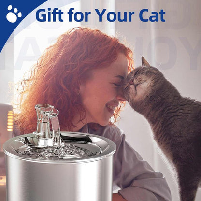 Cat Water Fountain, Stainless Steel inside Ultra-Quiet Pump, 2L/67Oz Automatic Dog Dispenser Water Bowl, Multiple Pets Water Fountain