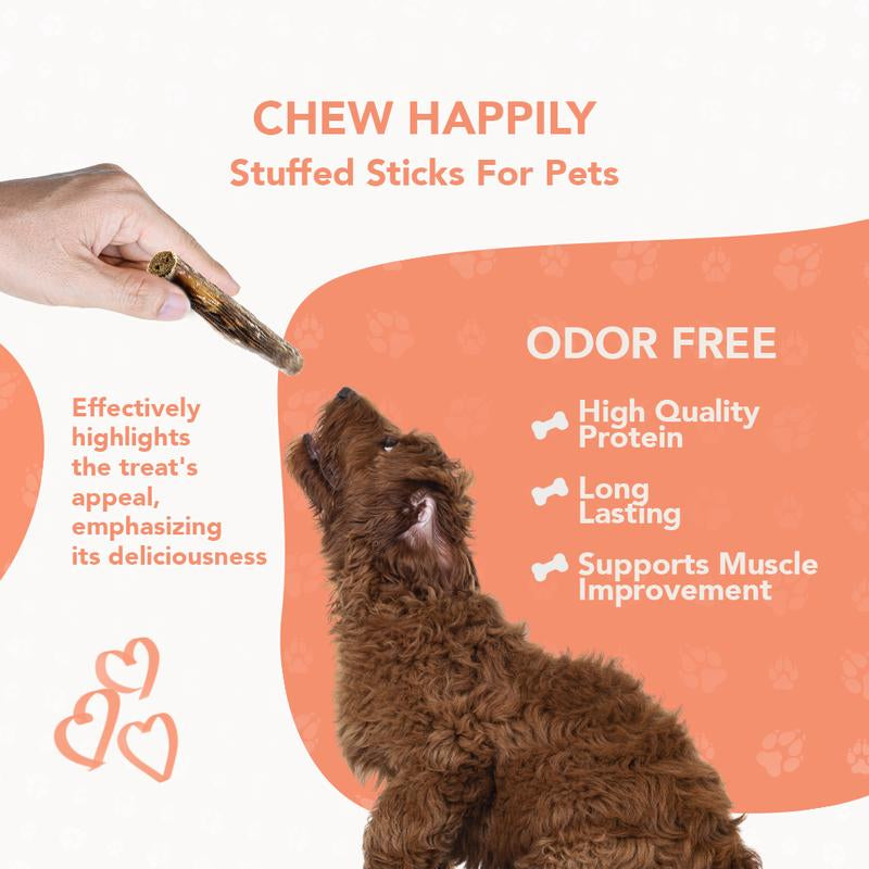 Rethink Pet Premium Stuffed Beef Stick Chews - 4 Pack for Dental Health and Muscle Growth