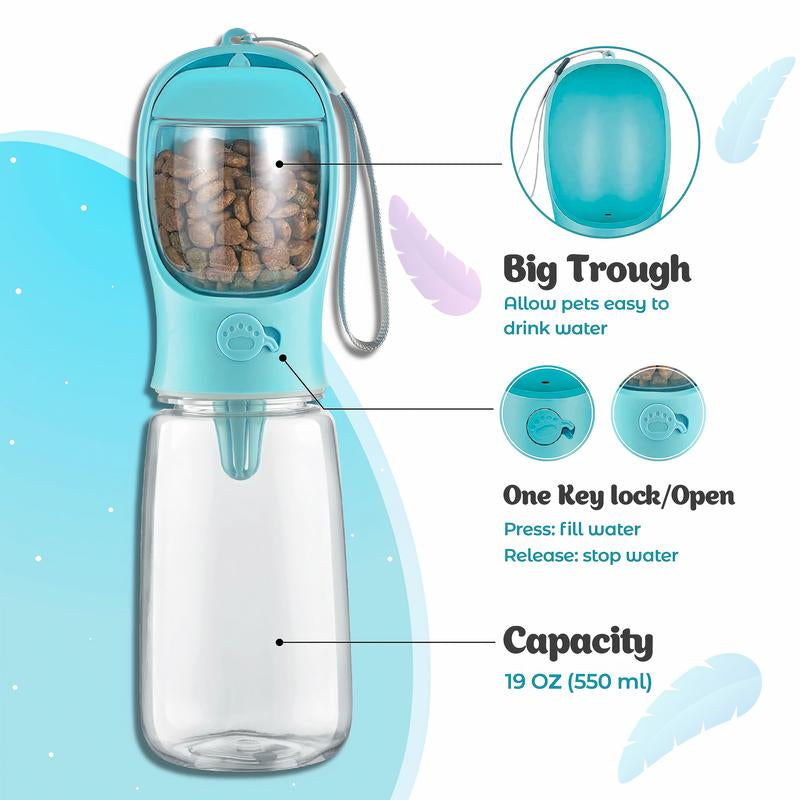 2-In-1 Portable Dog Water Bottle & Food Dispenser – Leak-Proof, Travel-Friendly, Durable Pet Hydration and Snack Container