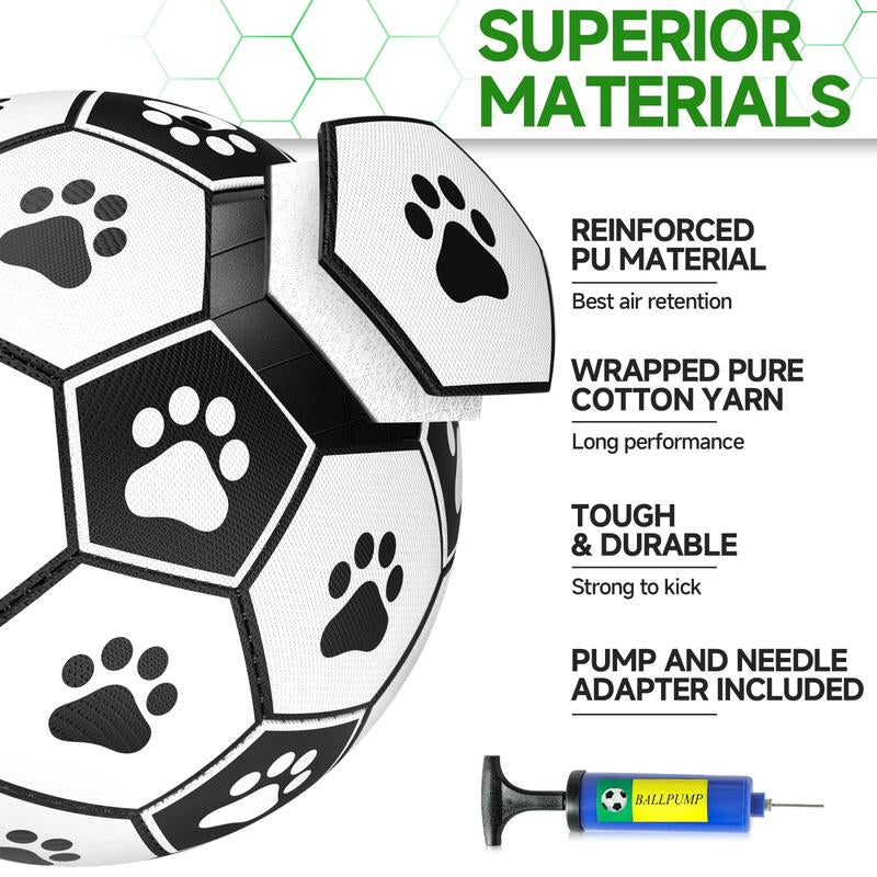 Gift for Pets, Paw Pattern Football Pet Toy Summer Gift, Indoor & Outdoor Pet Play Supply with Nylon Strap & Hand Pump, Creative Dog Chewing Ball Toy for Teeth Cleaning, Durable Pet Tools Products