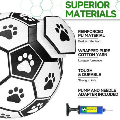 Gift for Pets, Paw Pattern Football Pet Toy Summer Gift, Indoor & Outdoor Pet Play Supply with Nylon Strap & Hand Pump, Creative Dog Chewing Ball Toy for Teeth Cleaning, Durable Pet Tools Products