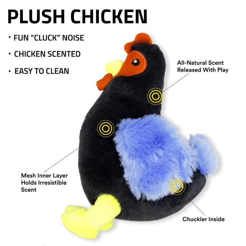 Playology Plush Hen Chicken-Scented Dog Toy for Medium Dogs - Longer Playtime with All-Natural Scent