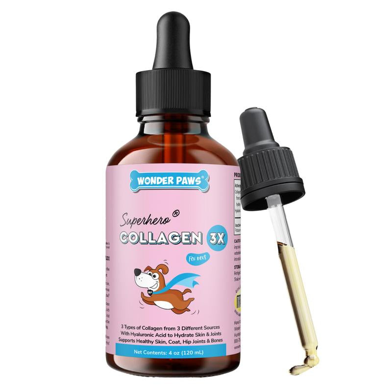 Wonder Paws Collagen 3X for Dogs - Skin & Coat Support with Hyaluronic Acid for Hip & Joint Mobility - Liquid Supplement for Dogs