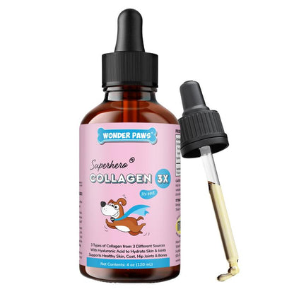Wonder Paws Collagen 3X for Dogs - Skin & Coat Support with Hyaluronic Acid for Hip & Joint Mobility - Liquid Supplement for Dogs