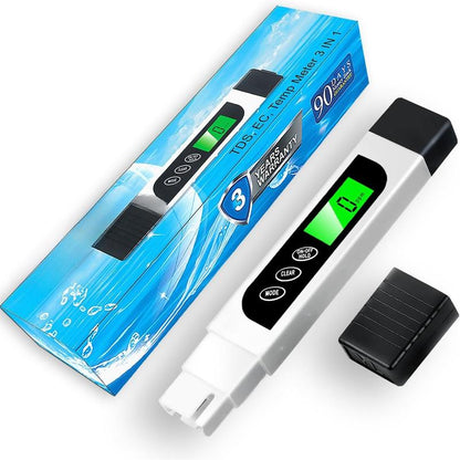Water Quality Tester, Accurate and Reliable, TDS Meter, EC Meter & Temperature Meter 3 in 1, 0-9990Ppm, Ideal Water Test Meter for Drinking Water, Aquariums, Etc.