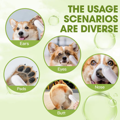 Geoorood Disposable Pet Tooth Cleaning Finger Gloves, Dental Cleaning Finger Toothbrush for Cats & Dogs,Tear Stain Cleaning Wipes, Bad Breath Wet Wipes, Tartar Removal Oral Care Grooming Tools.#1