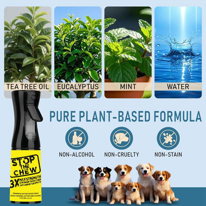 Stop the Chew Spray 3X Strength anti Chew Spray for Dogs - No Chew Spray for Puppies - Alcohol Free Dog Deterrent Spray - Bitter Spray for Dogs to Stop Chewing - Powerful No Chew Spray for Dogs