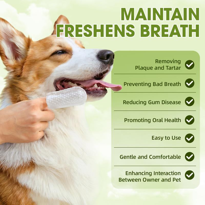 Geoorood Disposable Pet Tooth Cleaning Finger Gloves, Dental Cleaning Finger Toothbrush for Cats & Dogs,Tear Stain Cleaning Wipes, Bad Breath Wet Wipes, Tartar Removal Oral Care Grooming Tools.#1