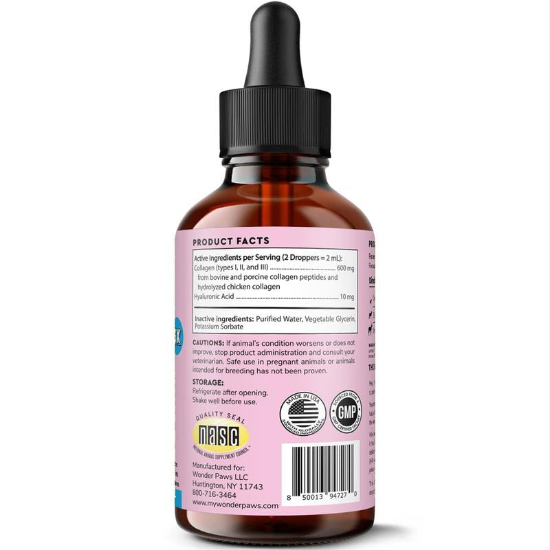 Wonder Paws Collagen 3X for Dogs - Skin & Coat Support with Hyaluronic Acid for Hip & Joint Mobility - Liquid Supplement for Dogs