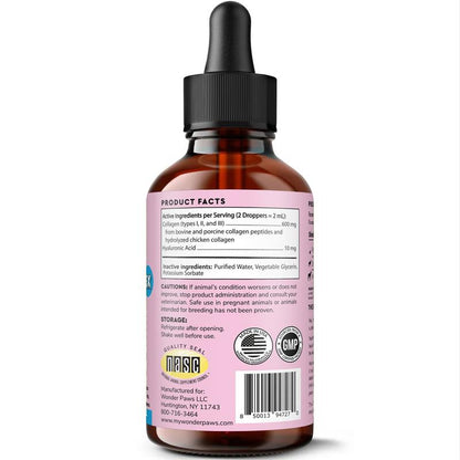 Wonder Paws Collagen 3X for Dogs - Skin & Coat Support with Hyaluronic Acid for Hip & Joint Mobility - Liquid Supplement for Dogs