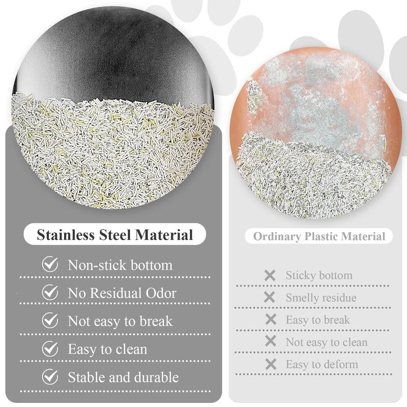 PTLOM Stainless Steel Cat Litter Box High Side, No Lid Large Space, Suitable for Big Cats, Rabbits, Splash-Proof Non-Stick Cat Pet Supplies Paws