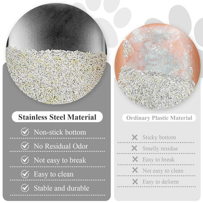 PTLOM Stainless Steel Cat Litter Box High Side, No Lid Large Space, Suitable for Big Cats, Rabbits, Splash-Proof Non-Stick Cat Pet Supplies Paws