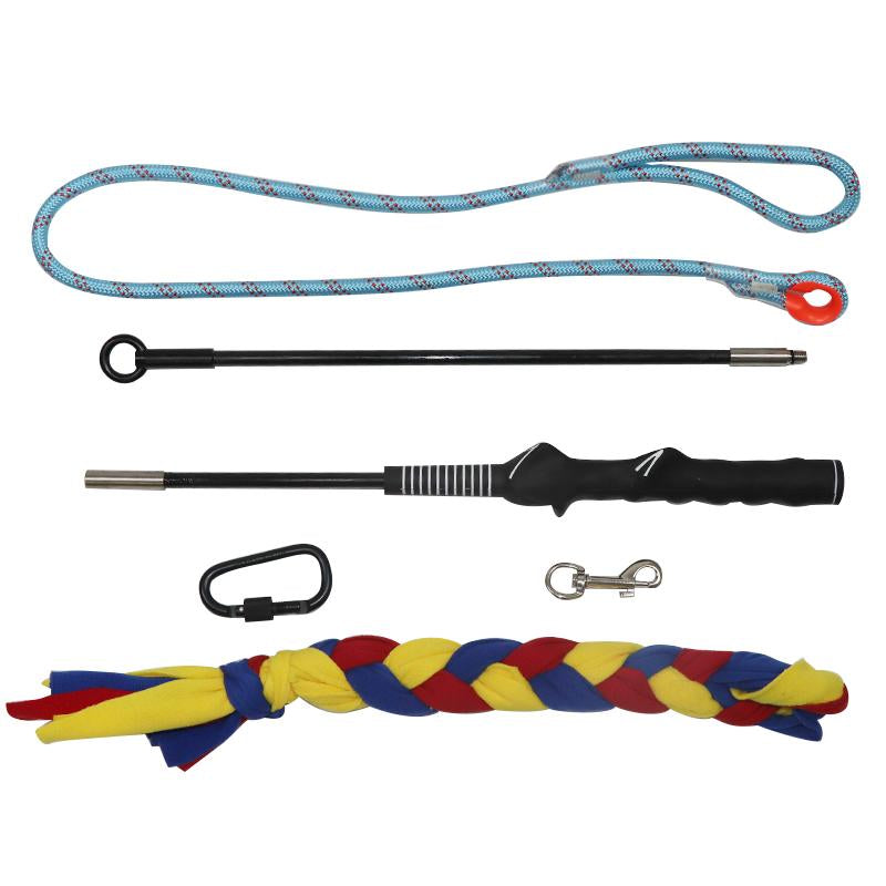 Interactive Flirt Pole Toy for Dogs Chase and Tug of War,Durable Teaser Wand with Pet Fleece Rope to Outdoor Exercise & Training for Dogs