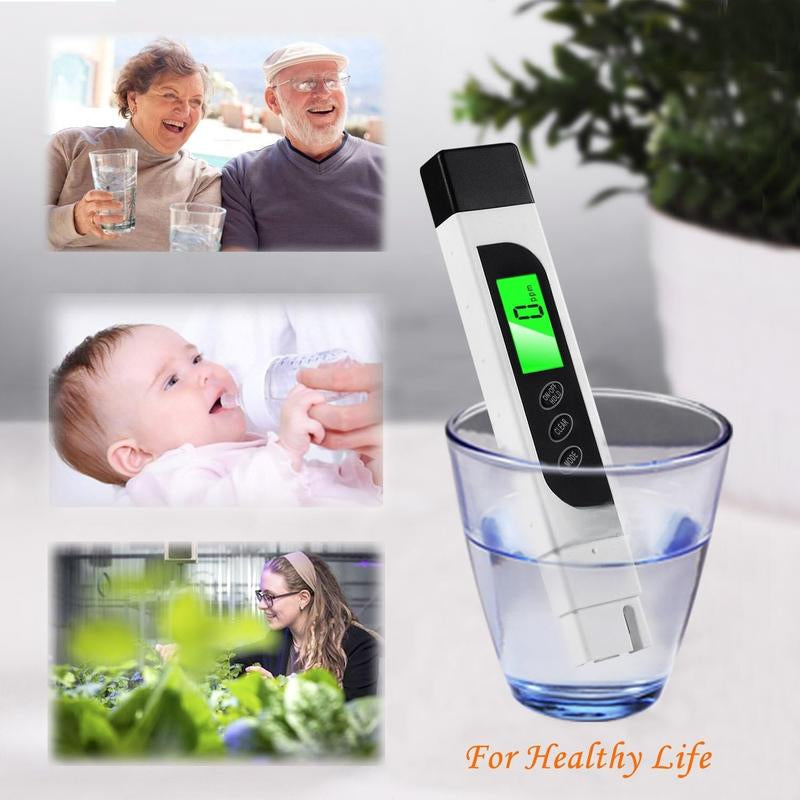 Water Quality Tester, Accurate and Reliable, TDS Meter, EC Meter & Temperature Meter 3 in 1, 0-9990Ppm, Ideal Water Test Meter for Drinking Water, Aquariums, Etc.