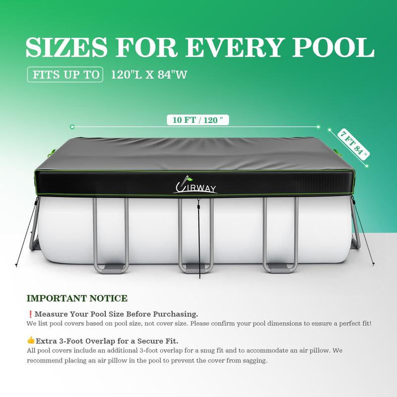 UIRWAY round Pool Cover with Reflective Strips, Swimming Pool Cover for above Ground Pools, Solar Cover Including Rope Tie and Luminous Ground Nails, PU Tarp Snug Fit for UV Protected