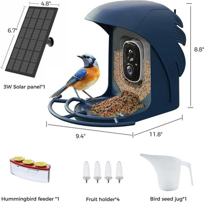 Perchme Bird Feeder with Camera Solar Powered,1080P Bird House Camera with AI Identify, Smart Bird Feeder Camera for Outdoors, Ideal Gift with Nectar Auto Capture