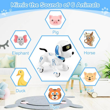 Remote Control Robot Dog Toy, Interactive RC Dog Robot Toys for Kids, Programmable Smart and Dancing Robot Toy, Imitates Animals Mini Pet Dog Robot with Sound and LED Eyes