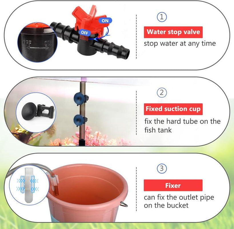 Hygger Electric Fish Tank Gravel Cleaner Kit,Removable Water Changer,Sand Washer Filter Changer,Automatic Change Water,Aquarium Cleaning Tool Set,Remove Dirt, Wash Sand,Circulation for Large Tank