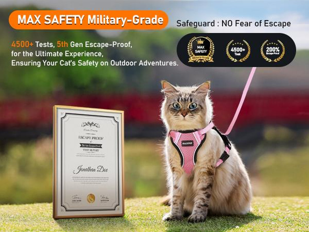 Halypet Escape Proof Cat Harness and Leash Set, with Security Lock and Reflective Strip Harness Cat Accessories Animal