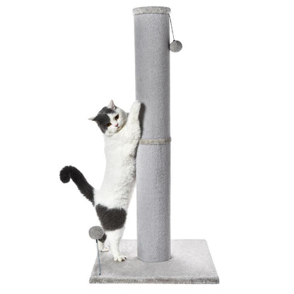 #Cozyvibes#Petlife Made4Pets Bobcat Cat Scratching Post for Indoor Cats, Tall Cat Scratch Post, Carpet Cat Scratching Post with Replaceable Toys, Sturdy Base, Large, Gray