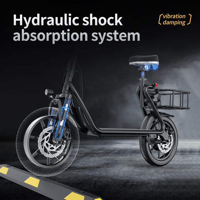 【App Control-】Aovopro - LADPED ESBS Electric Scooter for Adults with Seat and App, Peak Motor Power 750W, Top Speed 22 Mph, Driving Range 20-60 Miles, Pet-Friendly Design with Rear Basket.