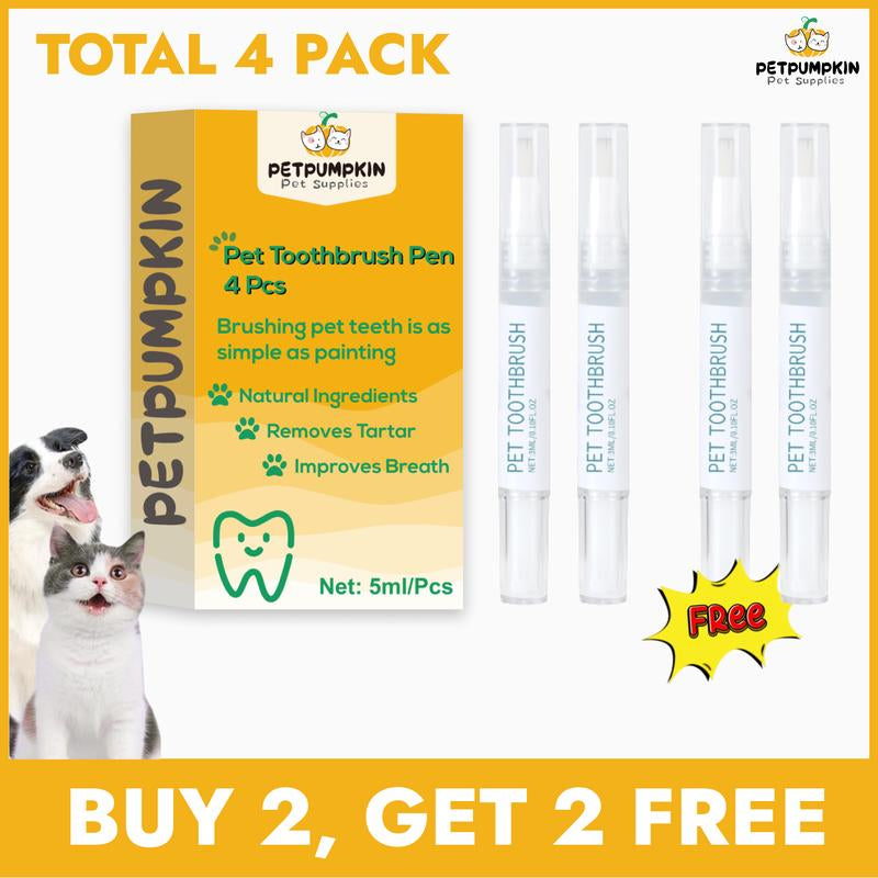 【Buy One, Get One Free】Toothbrush Pen 2 Pack,Cat/Dog Tooth Whitening & Cleaning,Natural Plant Substance-Pet Teeth Repairing Kit,Dogs Cats Natural Plants Tartar Remover Tool