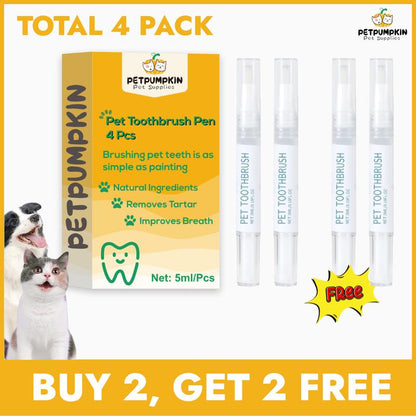 【Buy One, Get One Free】Toothbrush Pen 2 Pack,Cat/Dog Tooth Whitening & Cleaning,Natural Plant Substance-Pet Teeth Repairing Kit,Dogs Cats Natural Plants Tartar Remover Tool