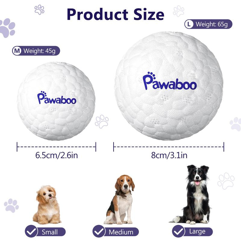 【Buy 1 Get 1 Free】Pawaboo Dog Balls for Aggressive Chewers, Indestructible Teething Tennis Balls for Dogs, Interactive High Bouncy Dog Toy Balls Water Toy Fetch Balls for Large Medium Small Dog and Puppies