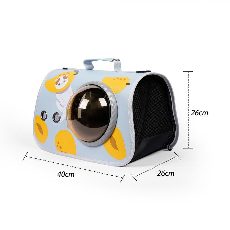 Space Capsule Bubble Pet Carrier, 360° Transparent Cat Backpack with Breathable Vents, Adjustable Shoulder Strap for Commuting-Vet-Park, Reinforced Handles Outdoor Bubble Carrier