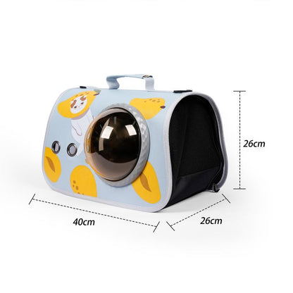 Space Capsule Bubble Pet Carrier, 360° Transparent Cat Backpack with Breathable Vents, Adjustable Shoulder Strap for Commuting-Vet-Park, Reinforced Handles Outdoor Bubble Carrier