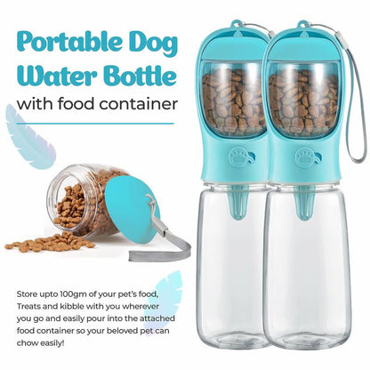 2-In-1 Portable Dog Water Bottle & Food Dispenser – Leak-Proof, Travel-Friendly, Durable Pet Hydration and Snack Container