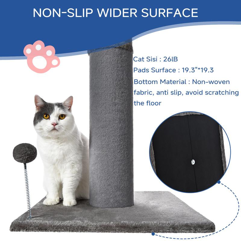 #Cozyvibes#Petlife Made4Pets Bobcat Cat Scratching Post for Indoor Cats, Tall Cat Scratch Post, Carpet Cat Scratching Post with Replaceable Toys, Sturdy Base, Large, Gray