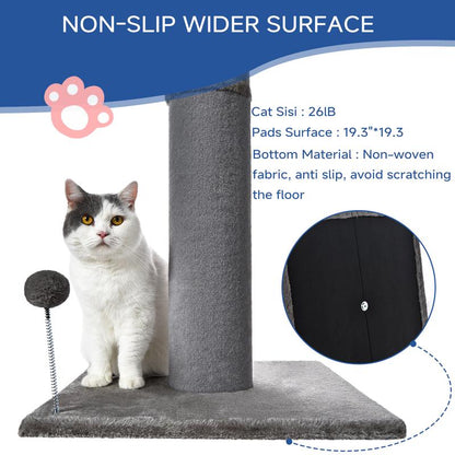 #Cozyvibes#Petlife Made4Pets Bobcat Cat Scratching Post for Indoor Cats, Tall Cat Scratch Post, Carpet Cat Scratching Post with Replaceable Toys, Sturdy Base, Large, Gray