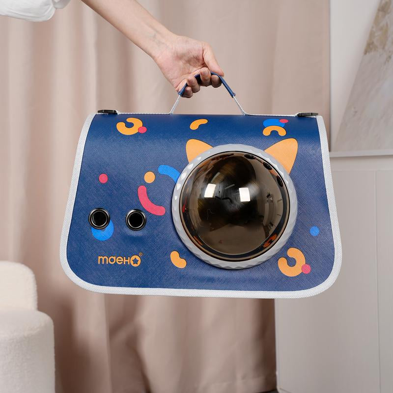 Space Capsule Bubble Pet Carrier, 360° Transparent Cat Backpack with Breathable Vents, Adjustable Shoulder Strap for Commuting-Vet-Park, Reinforced Handles Outdoor Bubble Carrier
