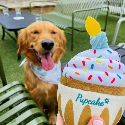 Nestpark Dog Birthday Toy - Pup Cake Puppy Cupcake Plush Squeak and Crinkle Gift