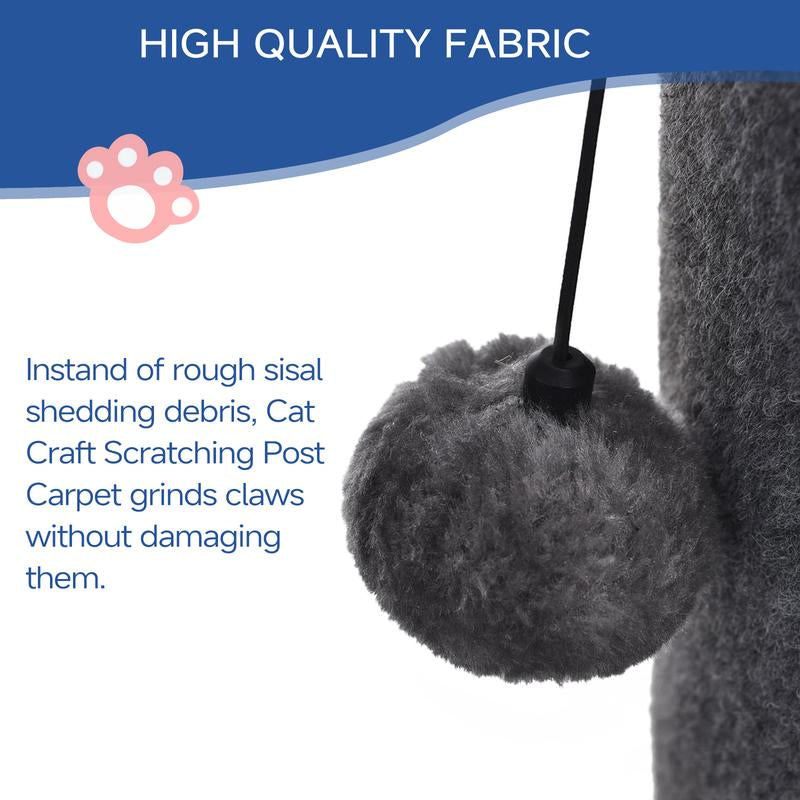 #Cozyvibes#Petlife Made4Pets Bobcat Cat Scratching Post for Indoor Cats, Tall Cat Scratch Post, Carpet Cat Scratching Post with Replaceable Toys, Sturdy Base, Large, Gray