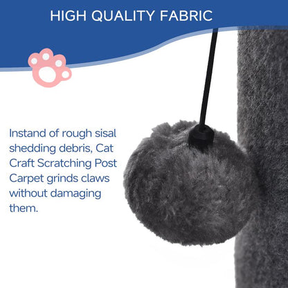 #Cozyvibes#Petlife Made4Pets Bobcat Cat Scratching Post for Indoor Cats, Tall Cat Scratch Post, Carpet Cat Scratching Post with Replaceable Toys, Sturdy Base, Large, Gray