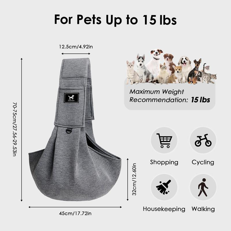 Dog & Cat Sling for Small and Medium Pets up to 15 Lbs with Comfortable Adjustable Padded Shoulder Breathable Carrier Pet Portable Travel Bag