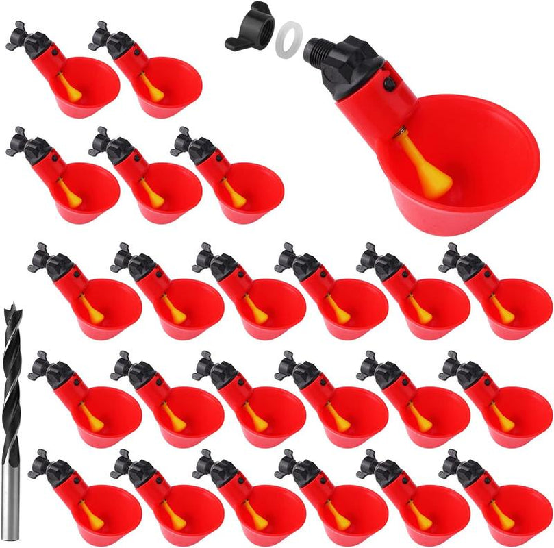 24-Pack Automatic Poultry Drinking Cups - Plastic Waterers for Chickens, Hens, and Quails Chicken Feeder Easter Gift