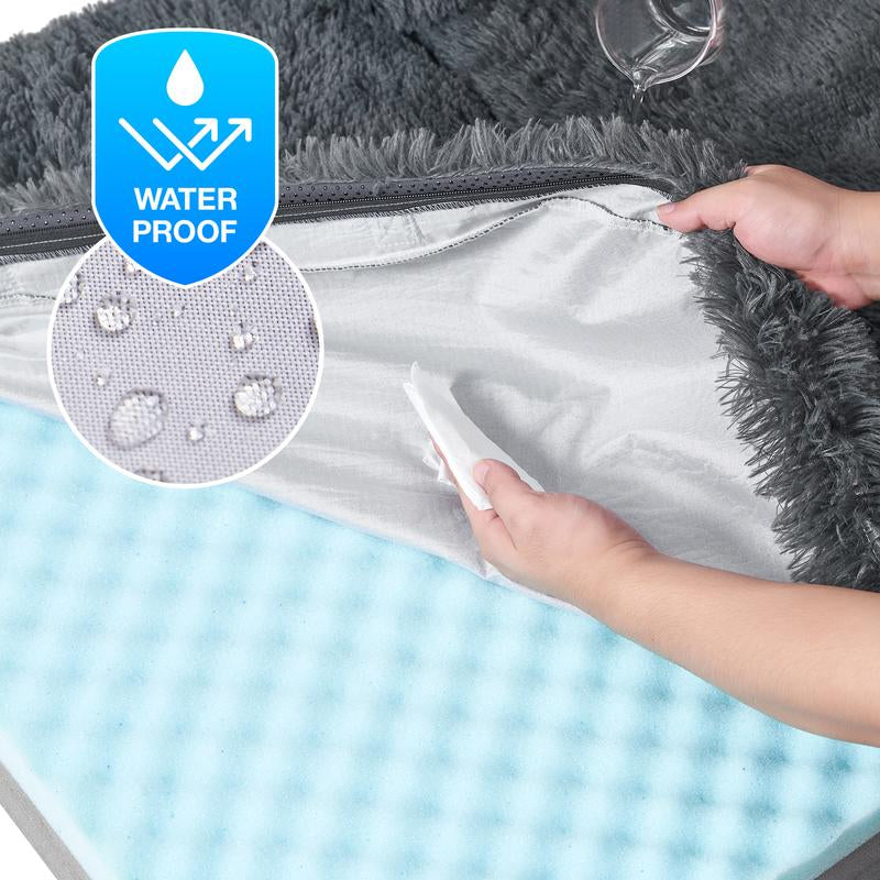 EHEYCIGA Foldable Human Dog Bed for Adult, Orthopedic Memory Foam Dog Bed for Humans, Waterproof Human Dog Bed for People, Faux Fur Human Sized Dog Bed