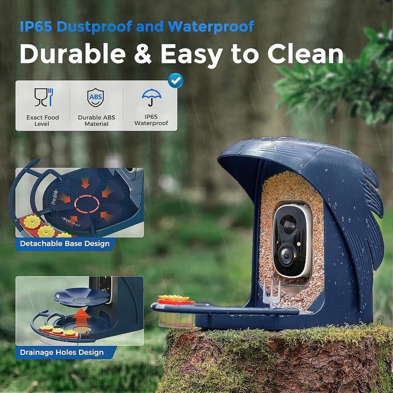 Perchme Bird Feeder with Camera Solar Powered,1080P Bird House Camera with AI Identify, Smart Bird Feeder Camera for Outdoors, Ideal Gift with Nectar Auto Capture