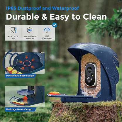 Perchme Bird Feeder with Camera Solar Powered,1080P Bird House Camera with AI Identify, Smart Bird Feeder Camera for Outdoors, Ideal Gift with Nectar Auto Capture