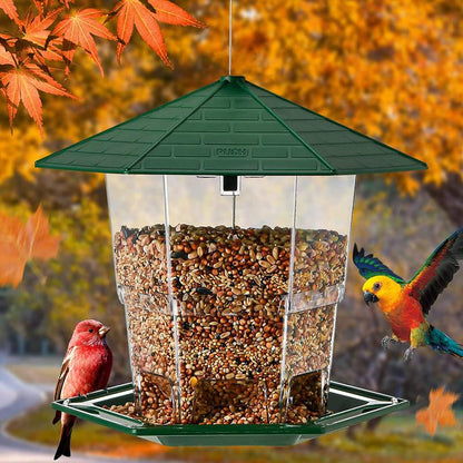 PHANCIR Bird Feeder for Outdoor Hanging 2.2 Lbs Capacity with Heavy Duty Water Resistance & Squirrel-Proof Design for Wild Bird Seed Fathersdaygift