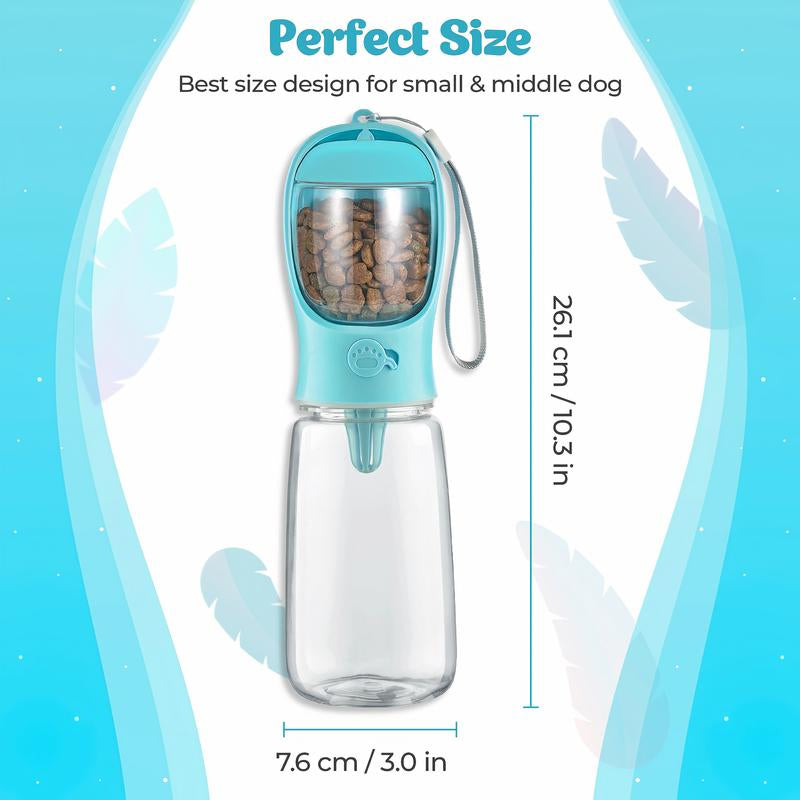 2-In-1 Portable Dog Water Bottle & Food Dispenser – Leak-Proof, Travel-Friendly, Durable Pet Hydration and Snack Container