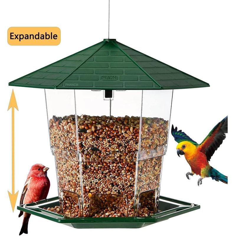 PHANCIR Bird Feeder for Outdoor Hanging 2.2 Lbs Capacity with Heavy Duty Water Resistance & Squirrel-Proof Design for Wild Bird Seed Fathersdaygift